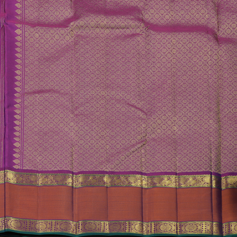 Hayagrivas Handloom Kanjivaram silk saree in Dark blue with Retta pet burnt orange KBE280E2-4