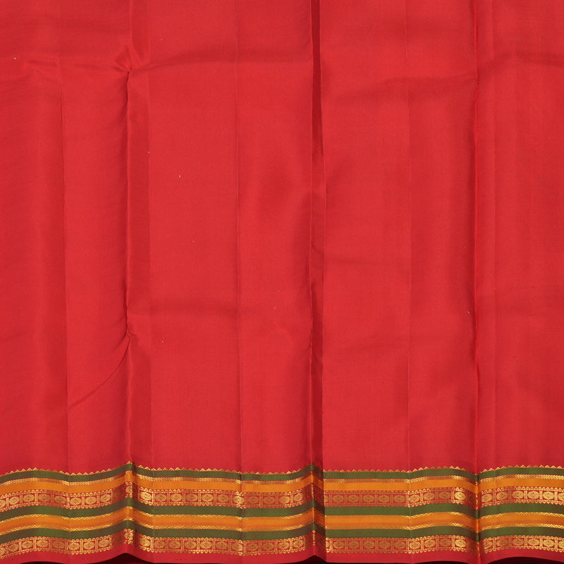 Hayagrivas Handloom Milk White Kanjivaram Silk Saree with Red border KBE280E20-7