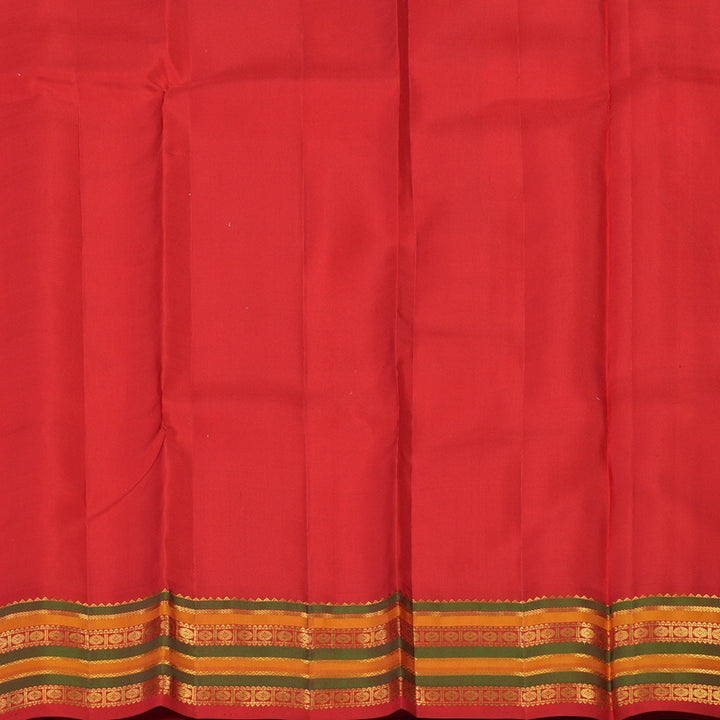 Hayagrivas Handloom Milk White Kanjivaram Silk Saree with Red border KBE280E20-7