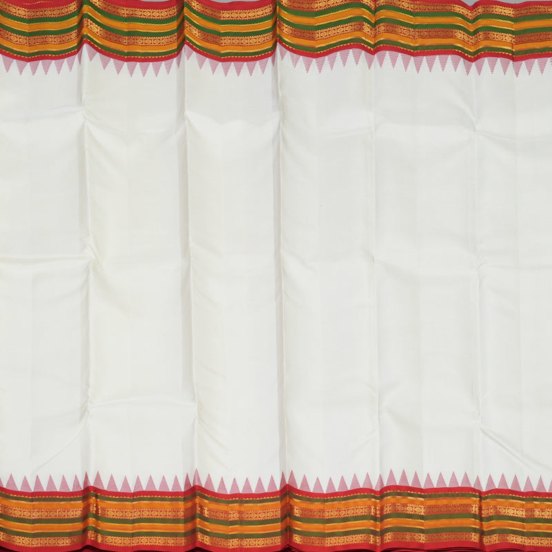 Hayagrivas Handloom Milk White Kanjivaram Silk Saree with Red border KBE280E20-7