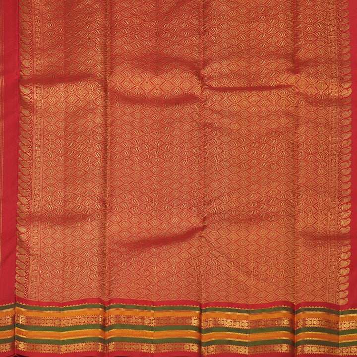 Hayagrivas Handloom Milk White Kanjivaram Silk Saree with Red border KBE280E20-7
