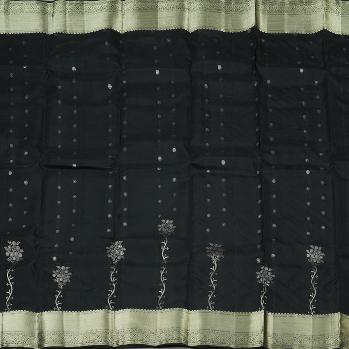 Hayagrivas Black Handloom Kanjivaram Silk Saree KBE281E1-1