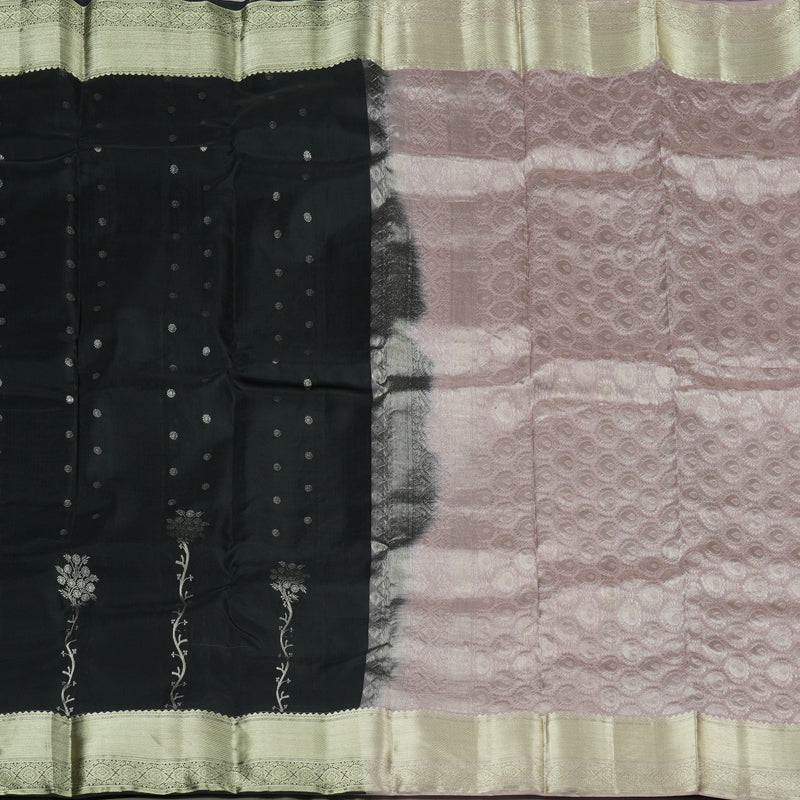 Hayagrivas Black Handloom Kanjivaram Silk Saree KBE281E1-1