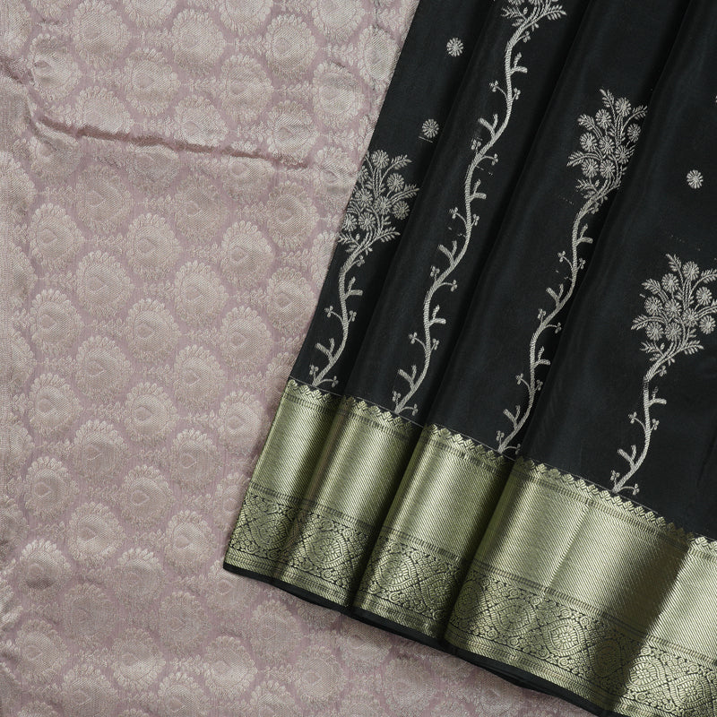 Hayagrivas Black Handloom Kanjivaram Silk Saree KBE281E1-1