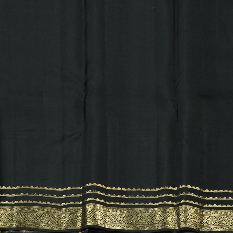 Hayagrivas Beige Handloom Kanjivaram Silk Saree with Black Border KBE281E10-5