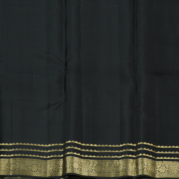 Hayagrivas Beige Handloom Kanjivaram Silk Saree with Black Border KBE281E10-5