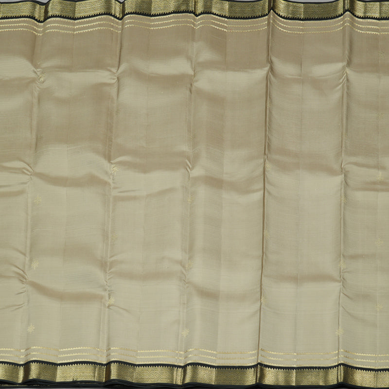 Hayagrivas Beige Handloom Kanjivaram Silk Saree with Black Border KBE281E10-5