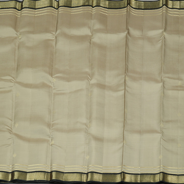 Hayagrivas Beige Handloom Kanjivaram Silk Saree with Black Border KBE281E10-5