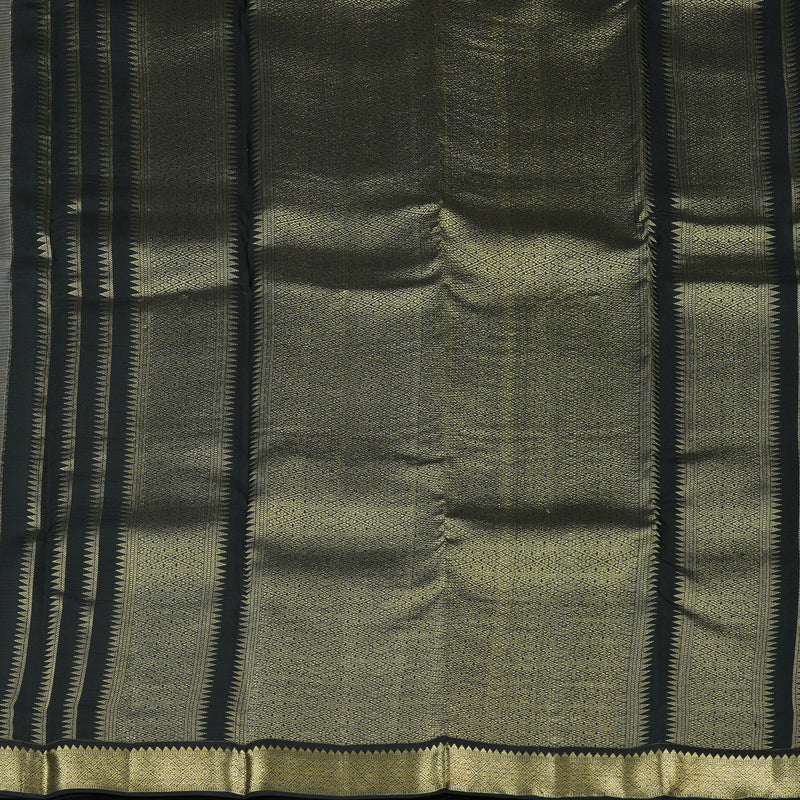 Hayagrivas Beige Handloom Kanjivaram Silk Saree with Black Border KBE281E10-5