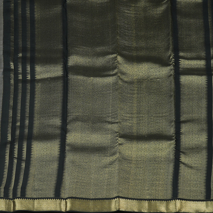 Hayagrivas Beige Handloom Kanjivaram Silk Saree with Black Border KBE281E10-5