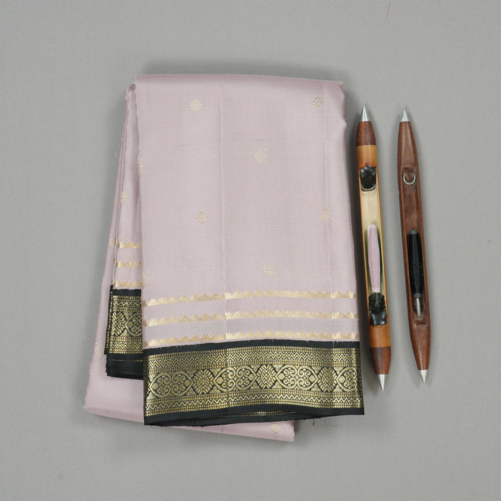 Hayagrivas Lavender Handloom Kanjivaram Silk Saree with Black Border KBE281E10-7