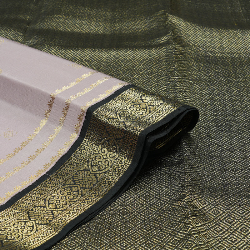 Hayagrivas Lavender Handloom Kanjivaram Silk Saree with Black Border KBE281E10-7