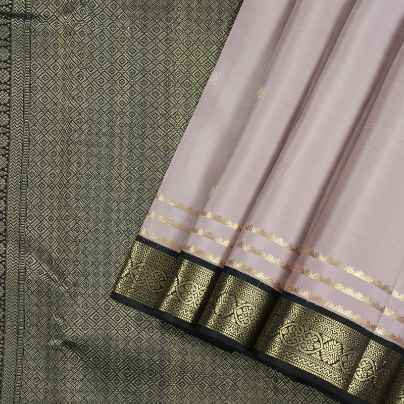 Hayagrivas Lavender Handloom Kanjivaram Silk Saree with Black Border KBE281E10-7