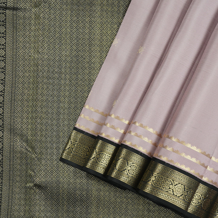 Hayagrivas Lavender Handloom Kanjivaram Silk Saree with Black Border KBE281E10-7