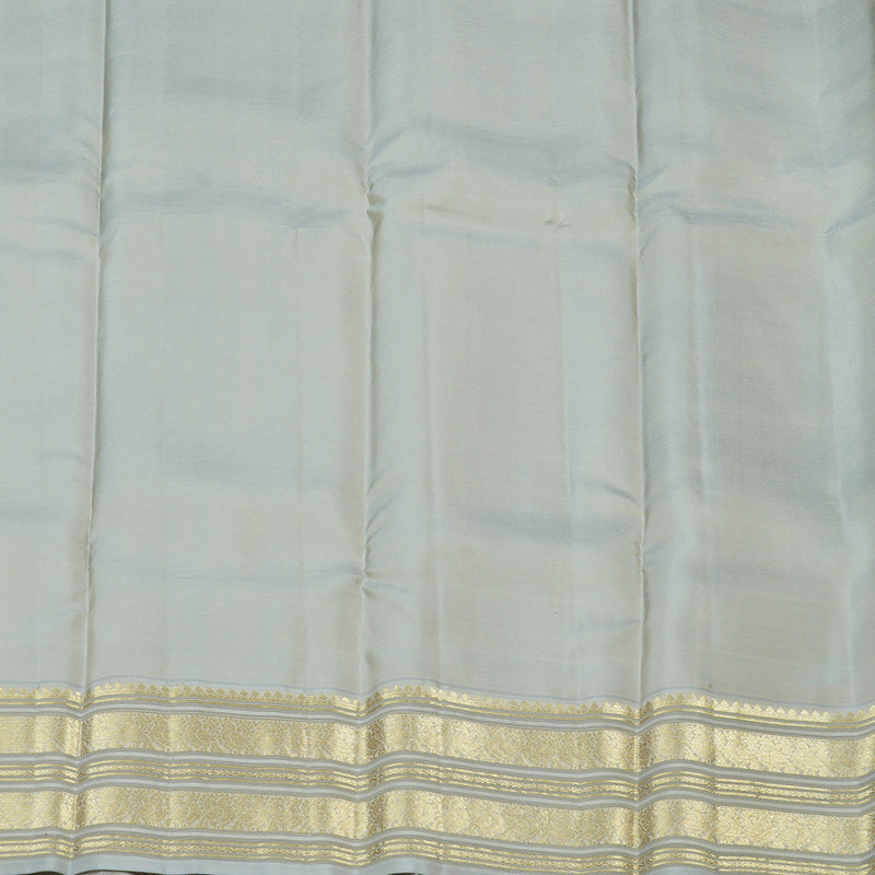 Hayagrivas Sky Blue Handloom Kanjivaram Silk Saree with Silver Grey Border KBE281E11-2