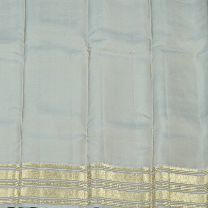 Hayagrivas Sky Blue Handloom Kanjivaram Silk Saree with Silver Grey Border KBE281E11-2