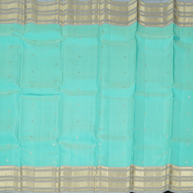 Hayagrivas Sky Blue Handloom Kanjivaram Silk Saree with Silver Grey Border KBE281E11-2