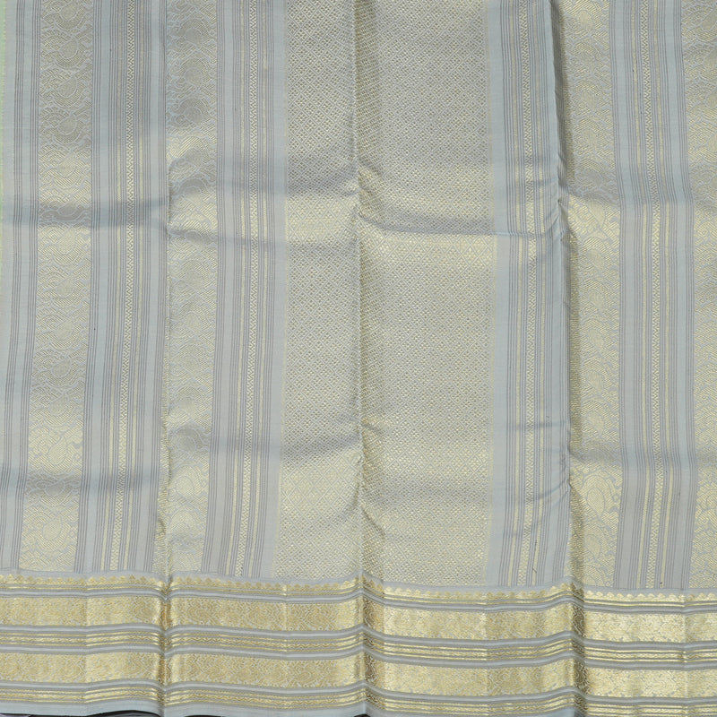 Hayagrivas Sky Blue Handloom Kanjivaram Silk Saree with Silver Grey Border KBE281E11-2