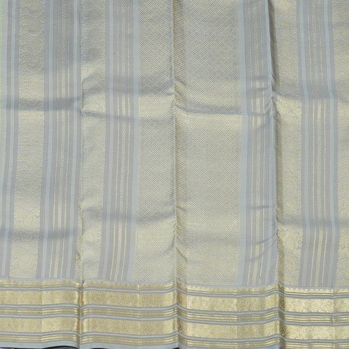 Hayagrivas Sky Blue Handloom Kanjivaram Silk Saree with Silver Grey Border KBE281E11-2
