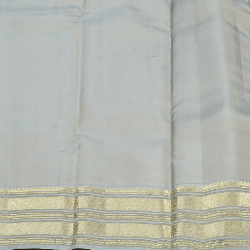 Hayagrivas Dark Purple Handloom Kanjivaram Silk Saree with Silver Grey Border KBE281E11-3