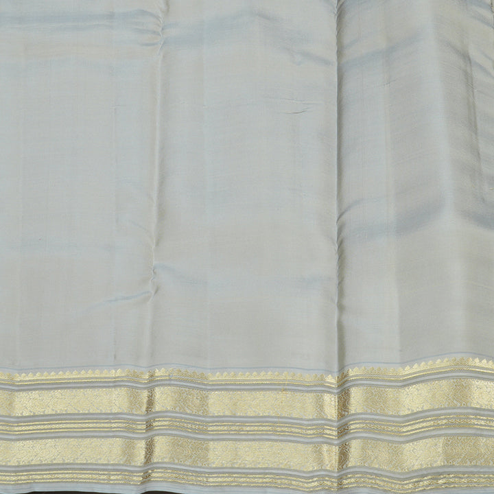 Hayagrivas Dark Purple Handloom Kanjivaram Silk Saree with Silver Grey Border KBE281E11-3