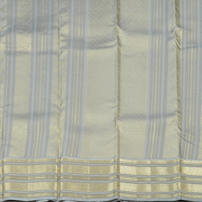 Hayagrivas Dark Purple Handloom Kanjivaram Silk Saree with Silver Grey Border KBE281E11-3