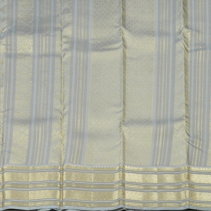 Hayagrivas Dark Purple Handloom Kanjivaram Silk Saree with Silver Grey Border KBE281E11-3