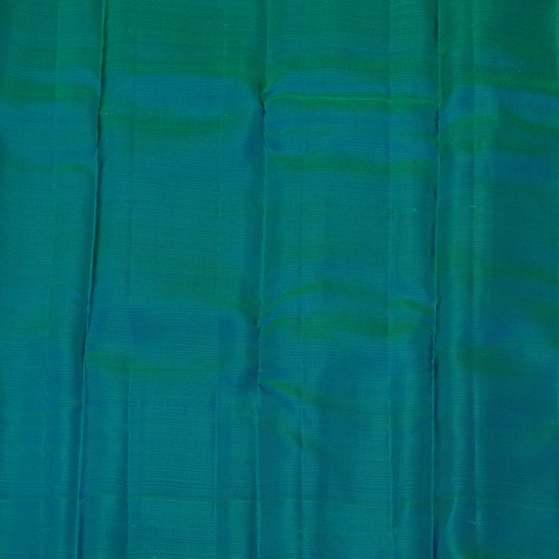 Hayagrivas Half White Handloom Kanjivaram Silk Saree with Peacock Blue Border KBE281E14-1