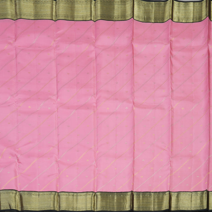 Hayagrivas Baby Pink Handloom Kanjivaram Silk Saree with Black Border KBE281E16-2