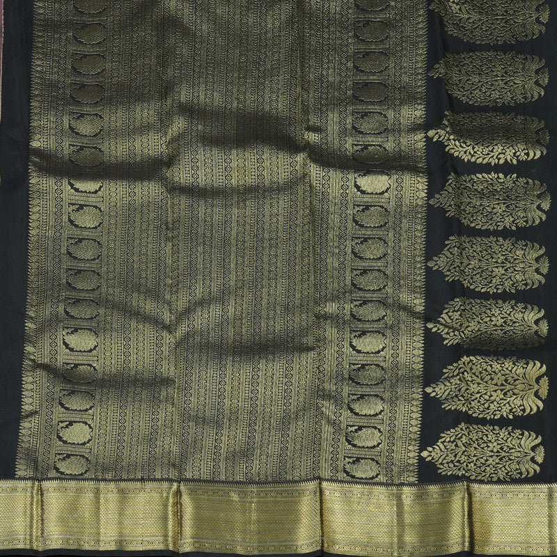 Hayagrivas Baby Pink Handloom Kanjivaram Silk Saree with Black Border KBE281E16-2