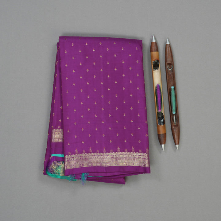 Hayagrivas Handloom Purple Kanjivaram Silk Saree with Small Border KBE281E18-1