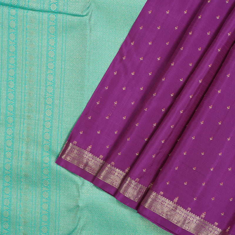 Hayagrivas Handloom Purple Kanjivaram Silk Saree with Small Border KBE281E18-1