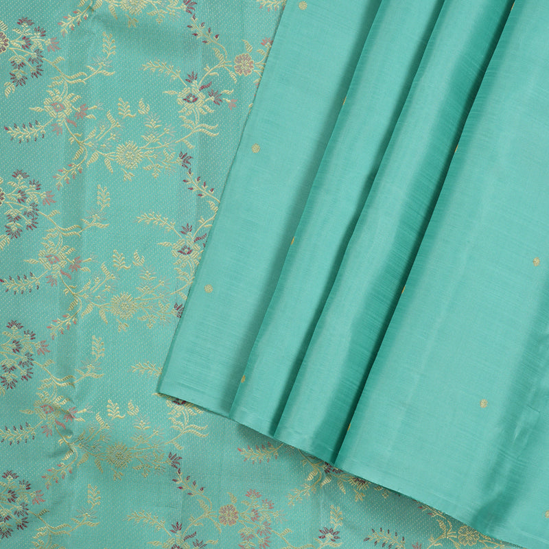 Hayagrivas Sea Blue Handloom Kanjivaram Silk Saree KBE281E19-1