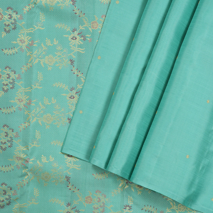 Hayagrivas Sea Blue Handloom Kanjivaram Silk Saree KBE281E19-1