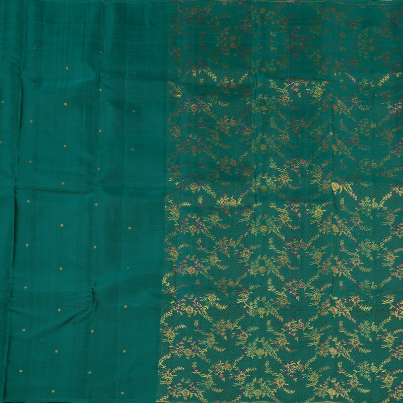 Hayagrivas Teal Green Handloom Kanjivaram Silk Saree KBE281E19-2