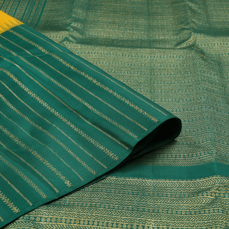 Hayagrivas Yellow Handloom Kanjivaram Silk Saree with Teal Green Border KBE281E21-2