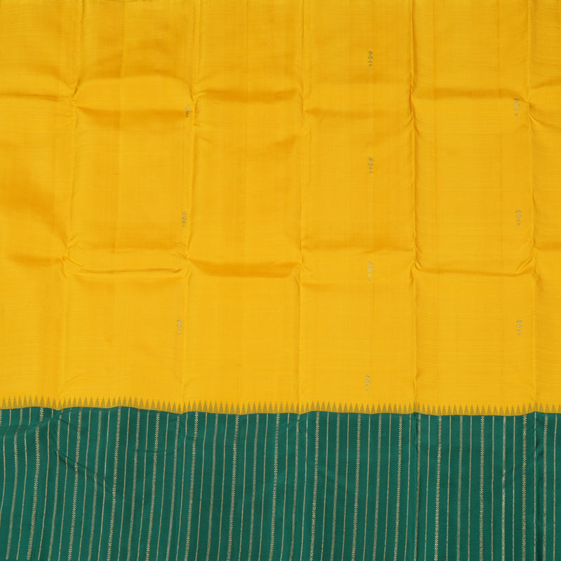 Hayagrivas Yellow Handloom Kanjivaram Silk Saree with Teal Green Border KBE281E21-2