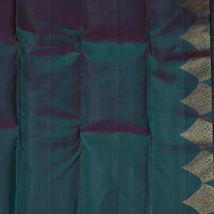 Hayagrivas Handloom Pure Kanjivaram Silk Saree in Graceful Peacock Green KBE281E3-2