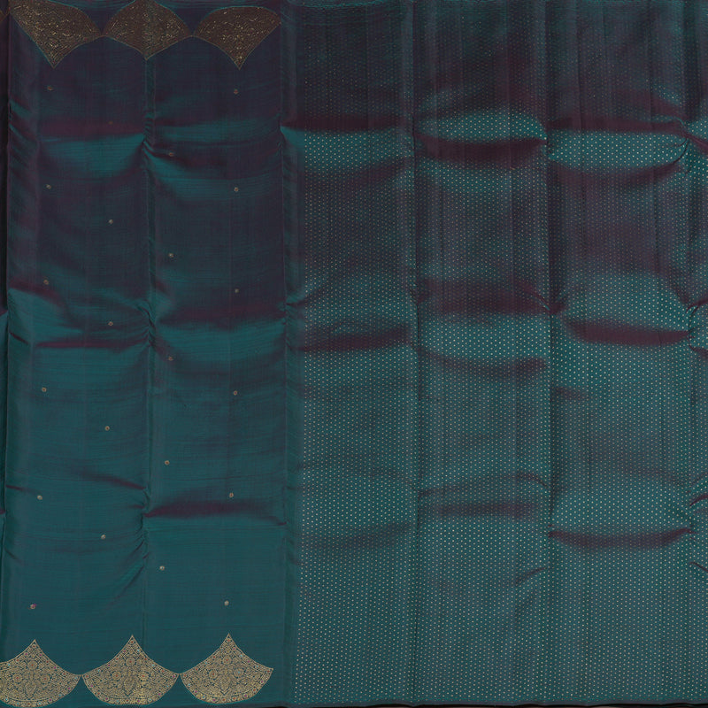Hayagrivas Handloom Pure Kanjivaram Silk Saree in Graceful Peacock Green KBE281E3-2