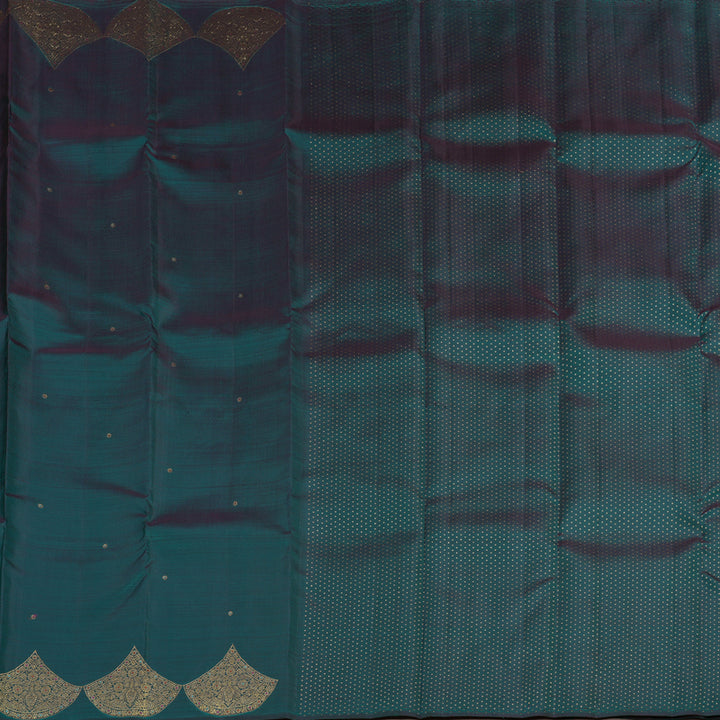 Hayagrivas Handloom Pure Kanjivaram Silk Saree in Graceful Peacock Green KBE281E3-2
