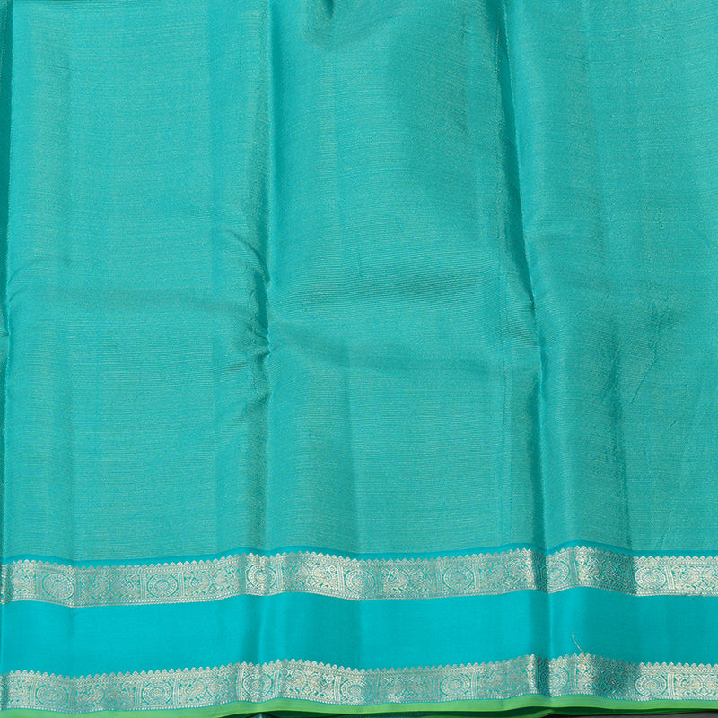 Hayagrivas Handloom Black Kanjivaram Silk Saree with Sky blue border KBE281E9-2