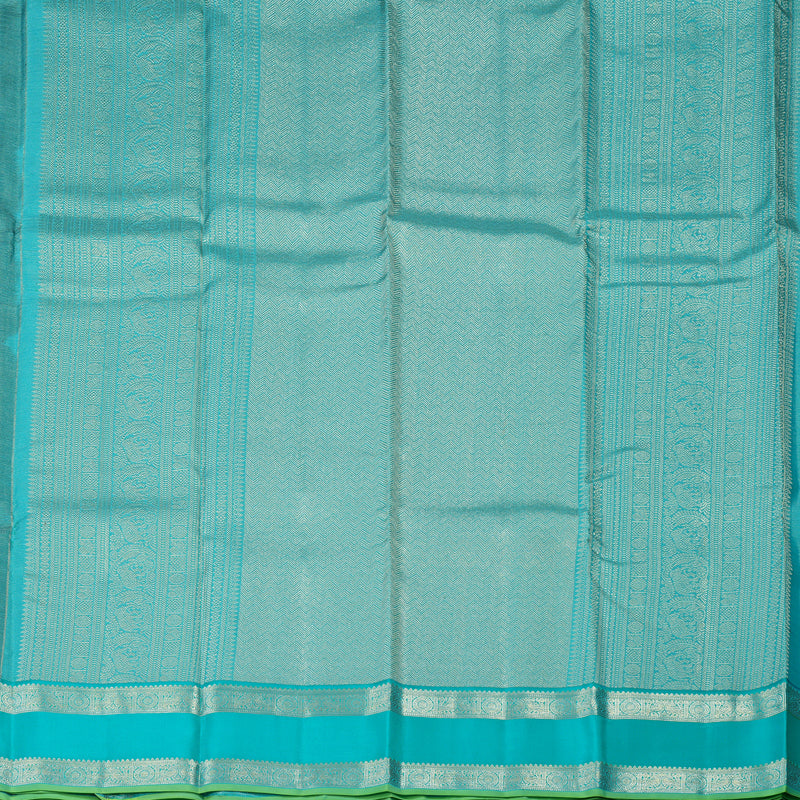 Hayagrivas Handloom Black Kanjivaram Silk Saree with Sky blue border KBE281E9-2
