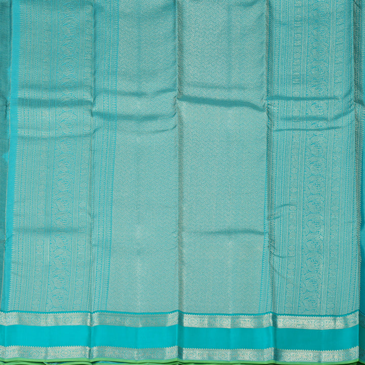 Hayagrivas Handloom Black Kanjivaram Silk Saree with Sky blue border KBE281E9-2