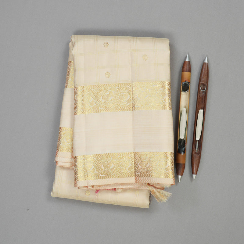 Hayagrivas Handloom Pure Kanjivaram Silk Saree in Whispering Sandal KBE282E11-1
