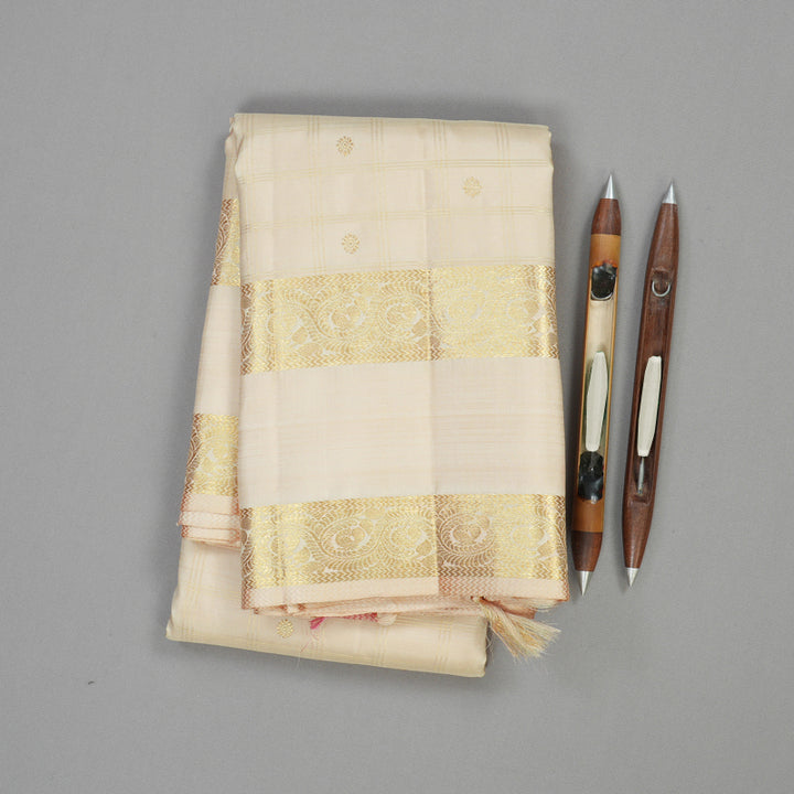 Hayagrivas Handloom Pure Kanjivaram Silk Saree in Whispering Sandal KBE282E11-1