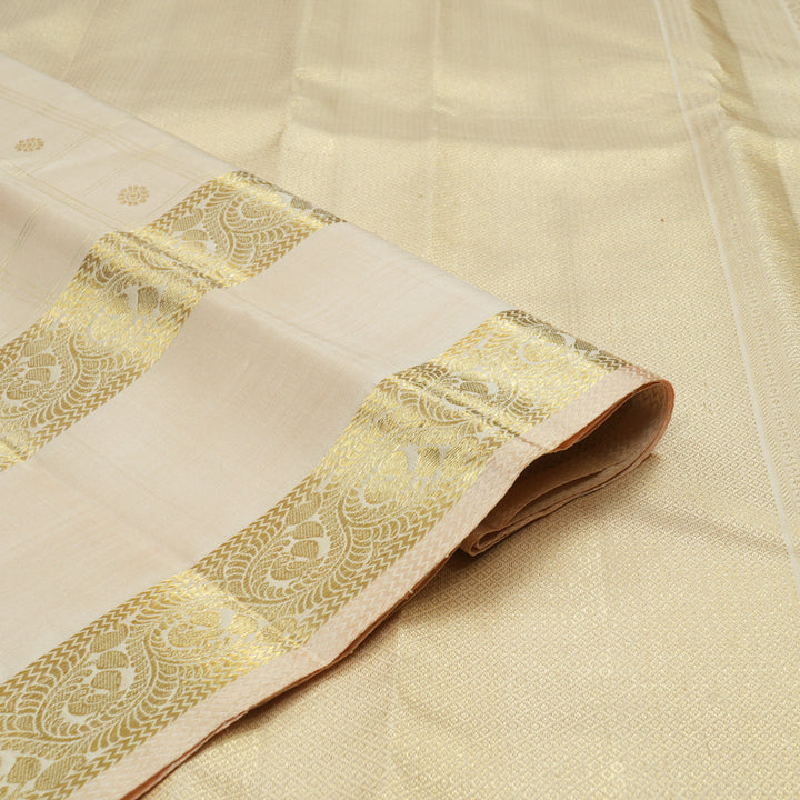 Hayagrivas Handloom Pure Kanjivaram Silk Saree in Whispering Sandal KBE282E11-1