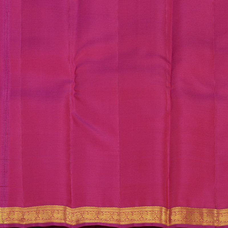 Hayagrivas Dark Green Handloom Kanjivaram Silk Saree with Purple Border KBE282E23-3