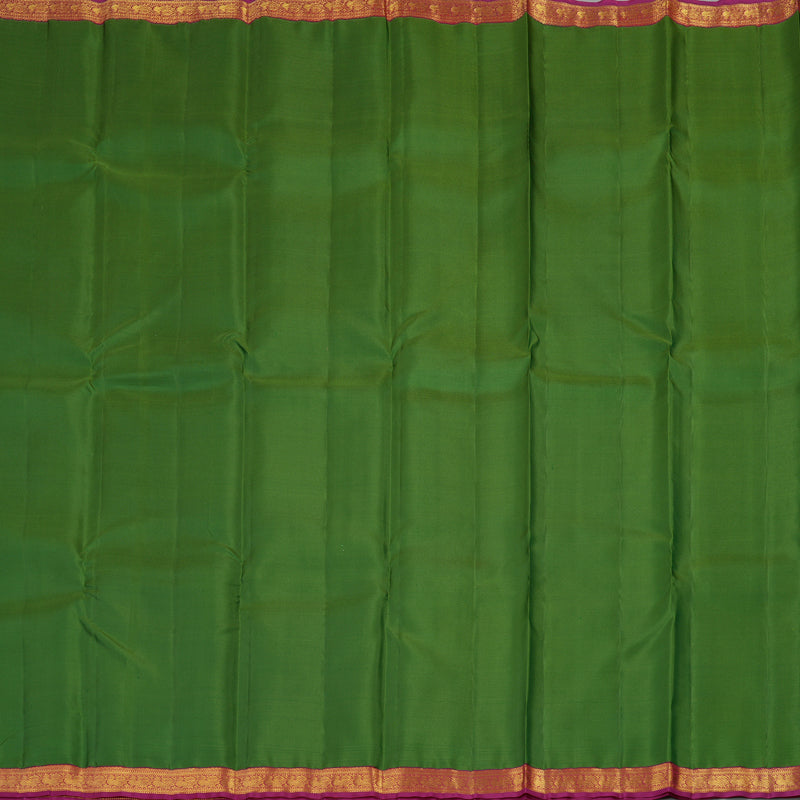 Hayagrivas Dark Green Handloom Kanjivaram Silk Saree with Purple Border KBE282E23-3