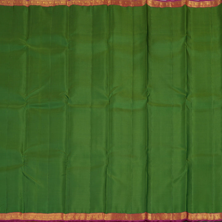 Hayagrivas Dark Green Handloom Kanjivaram Silk Saree with Purple Border KBE282E23-3