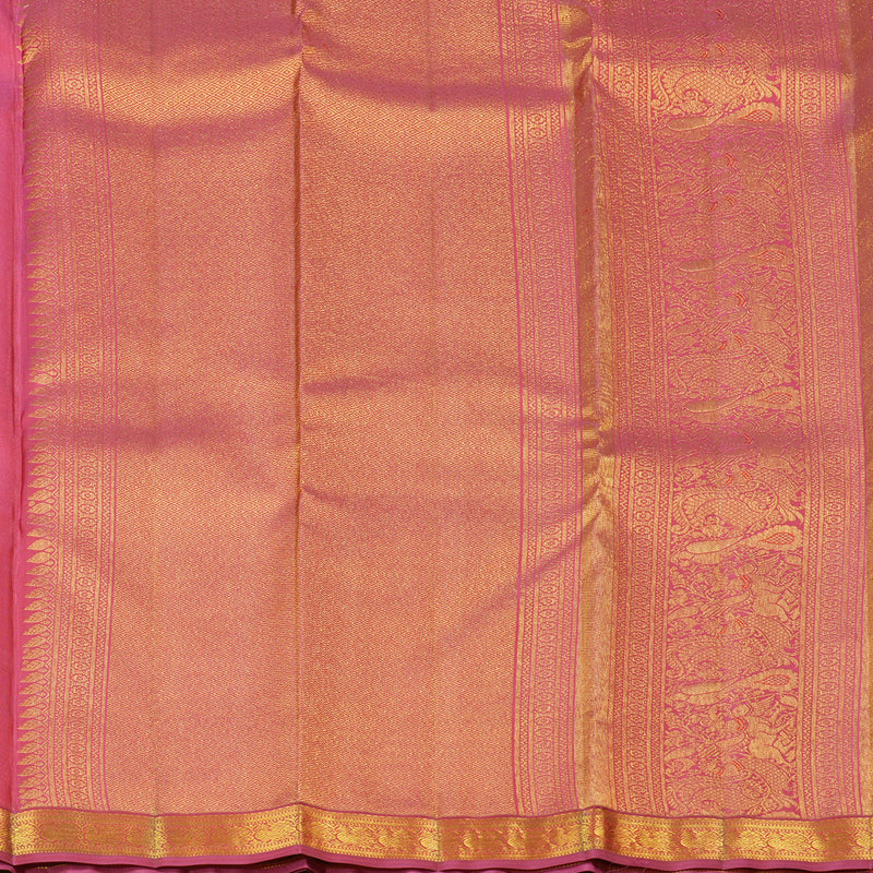 Hayagrivas Chocolate Brown Handloom Kanjivaram Silk Saree with Pink Border KBE282E23-4